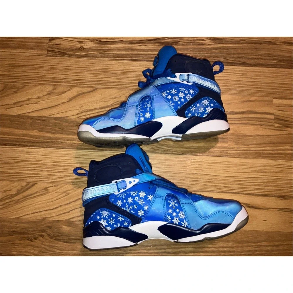Air Jordan 8‎ Retro Snowflake GS Shoe Size 6Y Blue 305368-400 Preowned